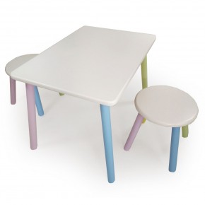 Детский комплект стол и два табурета круглых  (Белый, Белый, Цветной) в Полевском - polevskoy.mebel-74.com | фото