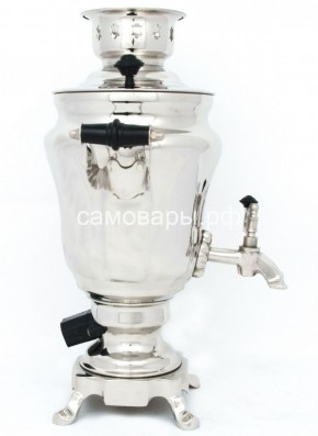 Электрический самовар из латуни никелированный на 1,5 литра форма "Тюльпан" с защитой от выкипания в Полевском - polevskoy.mebel-74.com | фото