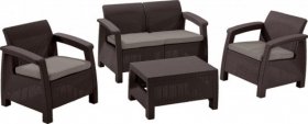 Комплект мебели Корфу сет (Corfu set) коричневый - серо-бежевый * в Полевском - polevskoy.mebel-74.com | фото