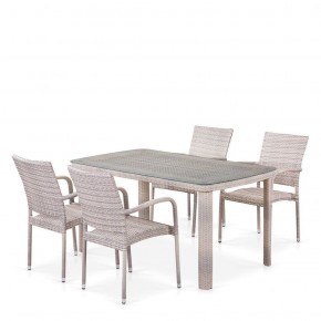 Комплект плетеной мебели T256C/Y376C-W85 Latte (4+1) + подушки на стульях в Полевском - polevskoy.mebel-74.com | фото