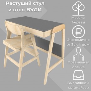 Комплект растущий стол и стул 38 попугаев «Вуди» (Серый, Без покрытия) в Полевском - polevskoy.mebel-74.com | фото