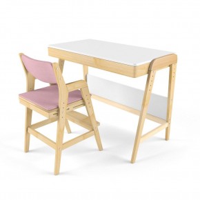 Комплект растущий стол и стул с чехлом 38 попугаев «Вуди» (Белый, Береза, Розовый) в Полевском - polevskoy.mebel-74.com | фото