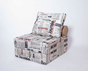 Кресло-кровать-пуф бескаркасное Прайм (Газета) в Полевском - polevskoy.mebel-74.com | фото
