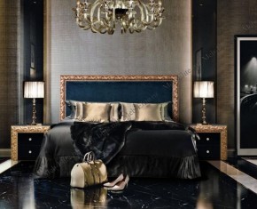 Кровать 2-х спальная (1,6 м) Тиффани Premium черная/золото с мягким элементом (Антрацит) с подъемным механизмомарт (ТФКР-3[3](П) в Полевском - polevskoy.mebel-74.com | фото