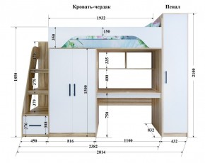 Кровать-чердак Тея (*Без Пенала) в Полевском - polevskoy.mebel-74.com | фото
