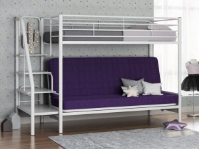 Кровать двухъярусная с диваном "Мадлен-3" (Белый/Фиолетовы) в Полевском - polevskoy.mebel-74.com | фото
