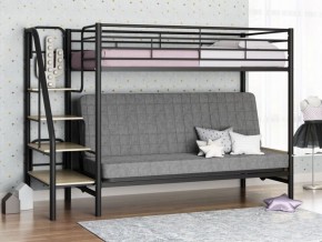 Кровать двухъярусная с диваном "Мадлен-3" (Черный/Серый) в Полевском - polevskoy.mebel-74.com | фото