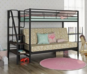 Кровать двухъярусная с диваном "Мадлен-3" (Черный/Серый) в Полевском - polevskoy.mebel-74.com | фото