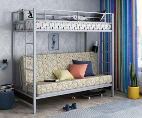 Кровать двухъярусная с диваном "Мадлен" (Серый/Фиолетовый) в Полевском - polevskoy.mebel-74.com | фото