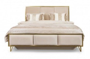 Кровать Lara 1600 с мягким изголовьем + основание (белый глянец) в Полевском - polevskoy.mebel-74.com | фото