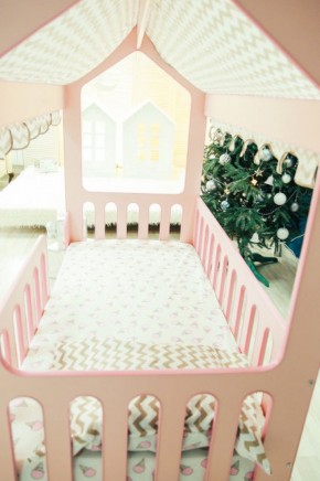 Кровать-домик без ящика 800*1600 (Розовый) в Полевском - polevskoy.mebel-74.com | фото