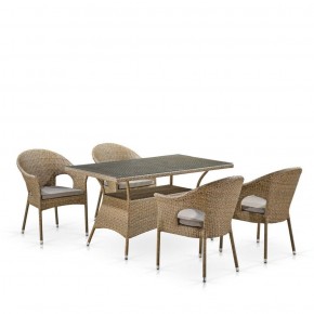 Обеденный комплект плетеной мебели T198B/Y79B-W56 Light Brown (4+1) в Полевском - polevskoy.mebel-74.com | фото