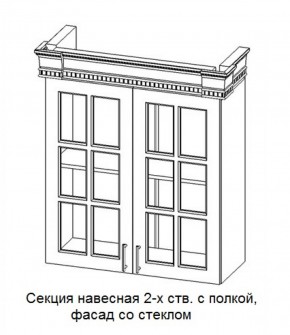 Секция навесная 2-х ств. с полкой "Верона", фасад со стеклом (800) в Полевском - polevskoy.mebel-74.com | фото