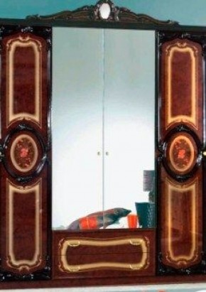 Шкаф 4-х дверный с зеркалами (01.144) Роза (могано) в Полевском - polevskoy.mebel-74.com | фото
