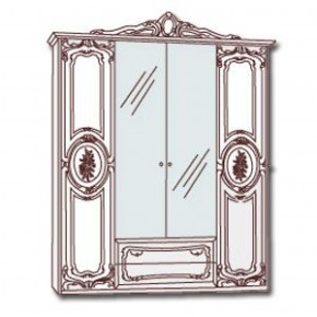 Шкаф 4-х дверный с зеркалами (01.144) Роза (могано) в Полевском - polevskoy.mebel-74.com | фото
