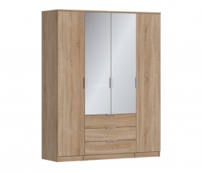 Шкаф 4х дверный с зеркалами Николь СБ-2595/1 (Дуб Сонома) в Полевском - polevskoy.mebel-74.com | фото