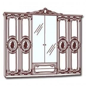 Шкаф 6-и дверный с зеркалами (01.146) Роза (беж) в Полевском - polevskoy.mebel-74.com | фото